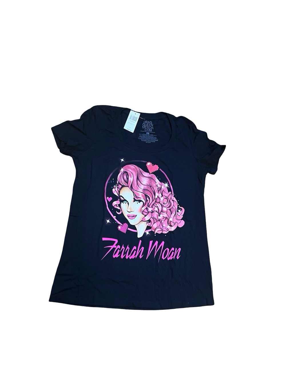 NWT Rupaul Drag Race Farrah Moan Pink Hearts T-Shirt Streamer Diva OS Pride